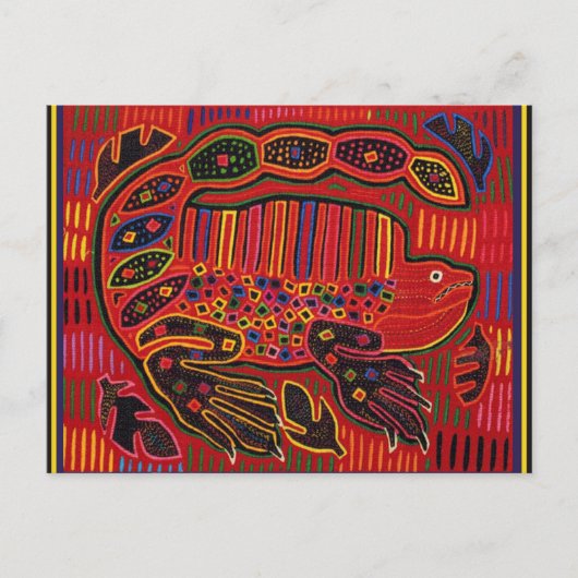 Kuna Indian Iguana Mola Postkarte (Vorderseite)