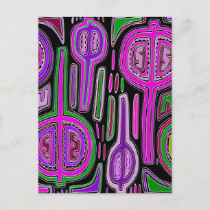 Kuna Indian Kürbis-Maracas - Violett Grün Postkarte