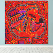 Kuna Indian Man in Canoe Leinwanddruck (Insitu (Holzboden))