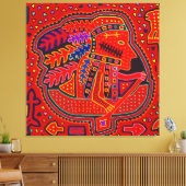 Kuna Indian Man in Canoe Leinwanddruck (Insitu (Wohnzimmer))