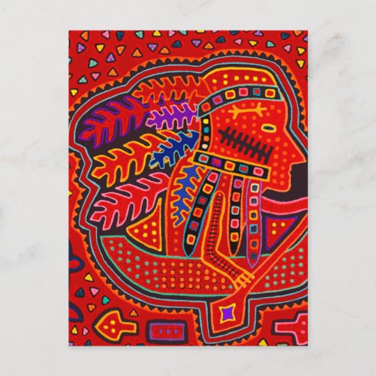 Kuna Indian Man in Canoe Postkarte (Vorderseite)