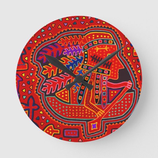 Kuna Indian Man in Canoe Runde Wanduhr (Vorderseite)