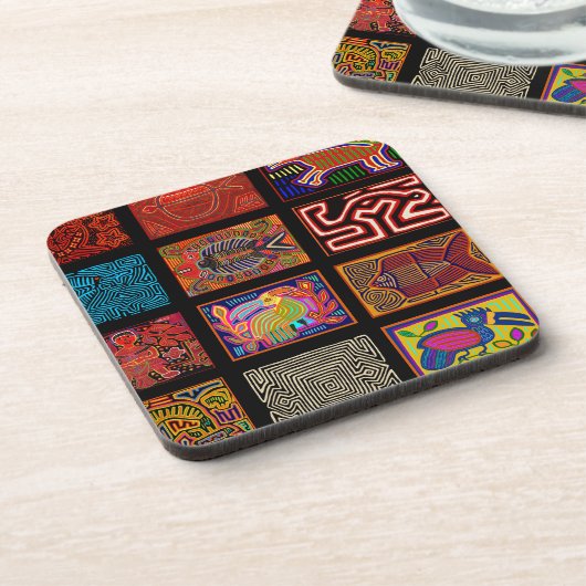 Kuna Indian Mola Collage Getränkeuntersetzer (Linke Seite)