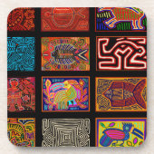 Kuna Indian Mola Collage Getränkeuntersetzer (Vorderseite)
