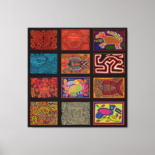 Kuna Indian Mola Collage Leinwanddruck (Vorderseite)