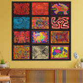 Kuna Indian Mola Collage Leinwanddruck (Insitu (Wohnzimmer))