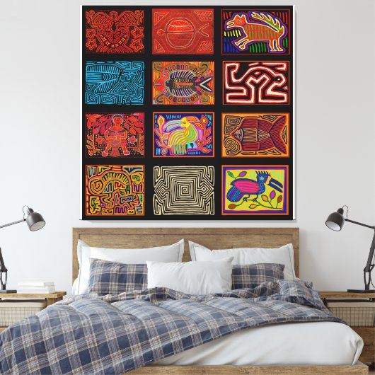 Kuna Indian Mola Collage Leinwanddruck (Insitu (Schlafzimmer))