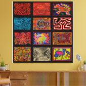 Kuna Indian Mola Collage Leinwanddruck (Insitu (Wohnzimmer))