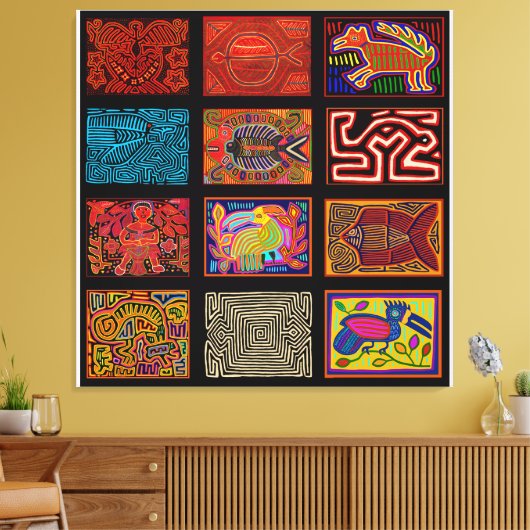 Kuna Indian Mola Collage Leinwanddruck (Insitu (Wohnzimmer))