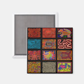 Kuna Indian Mola Collage Magnet (Vorderseite/Rückseite)