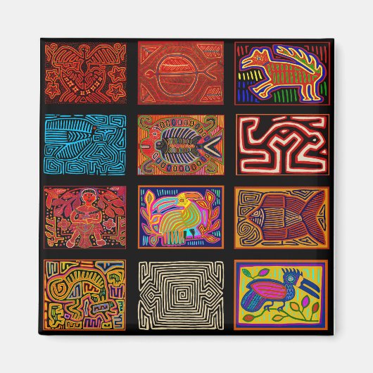 Kuna Indian Mola Collage Magnet (Vorne)