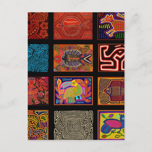 Kuna Indian Mola Collage Postkarte (Vorderseite)