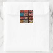 Kuna Indian Mola Collage Quadratischer Aufkleber (Tasche)