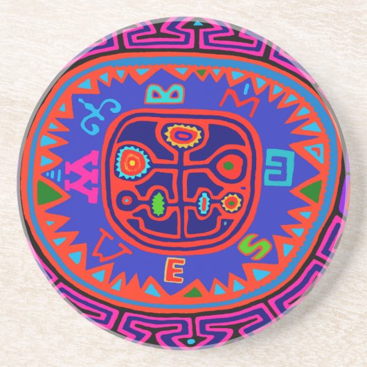 Kuna Indian Mola Compass Getränkeuntersetzer (Vorne)