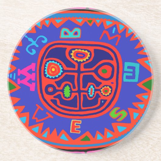 Kuna Indian Mola Compass Getränkeuntersetzer (Vorne)