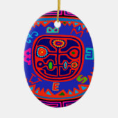 Kuna Indian Mola Compass Keramik Ornament (Vorne)