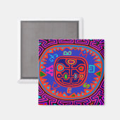Kuna Indian Mola Compass Magnet (Vorderseite/Rückseite)