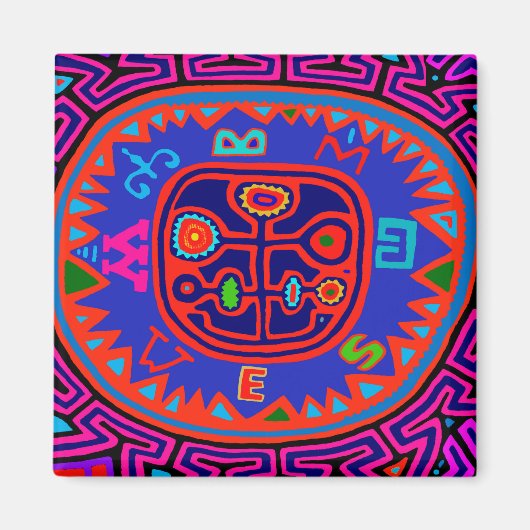 Kuna Indian Mola Compass Magnet (Vorne)