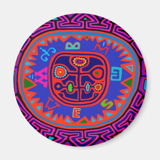 Kuna Indian Mola Compass Magnet (Vorne)
