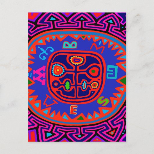 Kuna Indian Mola Compass Postkarte (Vorderseite)