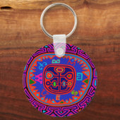 Kuna Indian Mola Compass Schlüsselanhänger (Vorderseite)