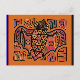 Kuna Indian Mola Fledermaus Postkarte