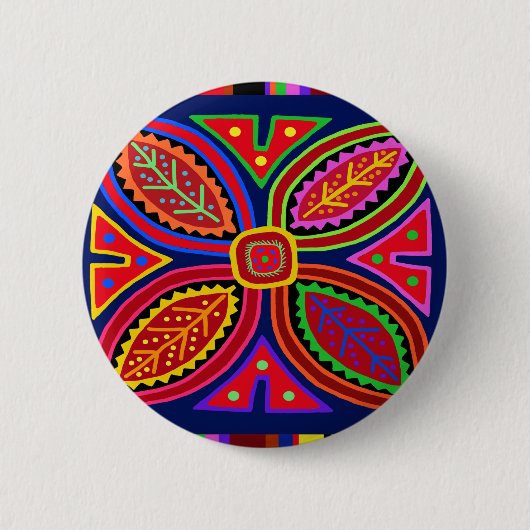 Kuna Indian Mola Flora Button (Vorderseite)