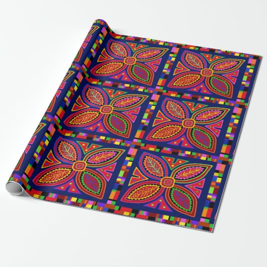 Kuna Indian Mola Flora Geschenkpapier (Ungerollt)