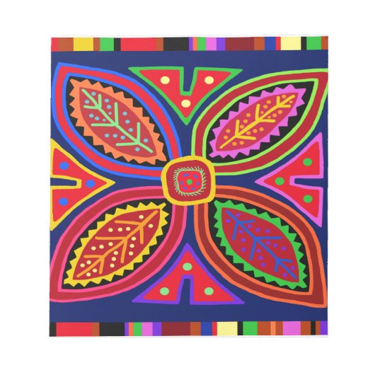 Kuna Indian Mola Flora Notizblock (Vorderseite)