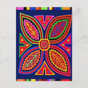 Kuna Indian Mola Flora Postkarte