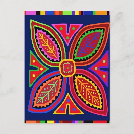 Kuna Indian Mola Flora Postkarte (Vorderseite)