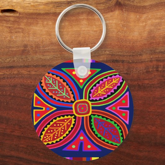 Kuna Indian Mola Flora Schlüsselanhänger (Vorderseite)