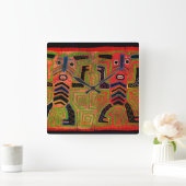 Kuna Indian Mola Inspirierte Design Wall Clock Quadratische Wanduhr (Zuhause)