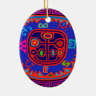 Kuna Indian Mola Kompass Keramik Ornament