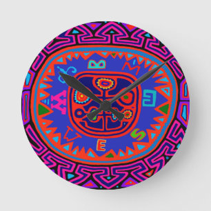 Kuna Indian Mola Kompass Runde Wanduhr