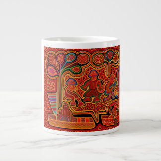 Kuna Indian Mola Men in Boats Jumbo-Tasse
