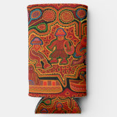 Kuna Indian Mola Men in Boats Selters Dosenkühler (Vorderseite)