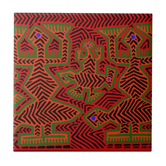 Kuna Indian Mola Spirits Fliese (Vorderseite)