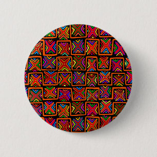 Kuna Indian Mola Stammesmuster - Rot Button