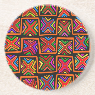 Kuna Indian Mola Tribal Karos - Red - Getränkeuntersetzer