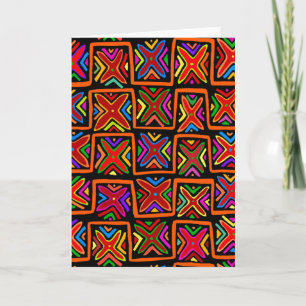 Kuna Indian Mola Tribal Karos - Red - Karte