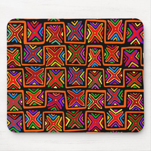 Kuna Indian Mola Tribal Karos - Red - Mousepad (Vorne)
