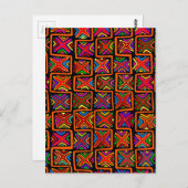 Kuna Indian Mola Tribal Karos - Red - Postkarte (Vorne/Hinten)