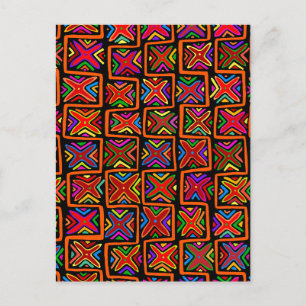 Kuna Indian Mola Tribal Karos - Red - Postkarte