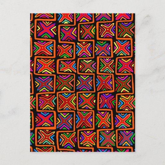 Kuna Indian Mola Tribal Karos - Red - Postkarte (Vorderseite)