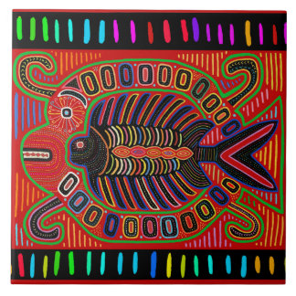 Kuna Indian Pescado Mola Fliese