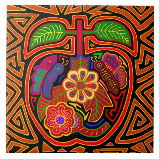 Kuna Indian Red Delicious Apple Ceramic Tile Fliese (Vorderseite)