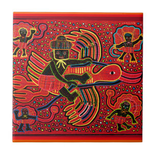 Kuna Indian Stork Bringbaby Design Fliese