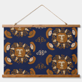 Kuna Indian Sun Gods Wandteppich Mit Holzrahmen