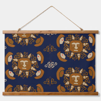 Kuna Indian Sun Gods Wandteppich Mit Holzrahmen